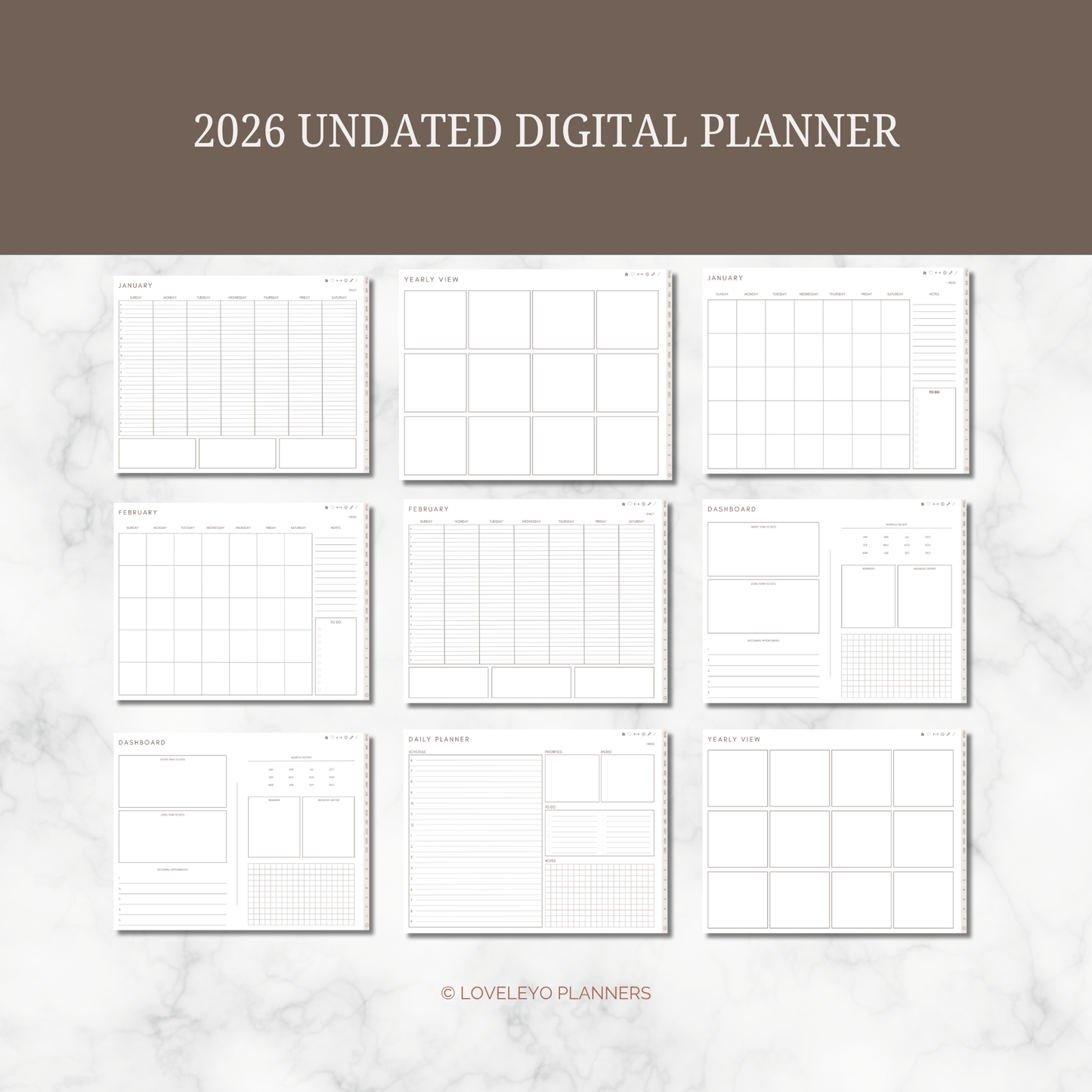 2026 undated digital planner