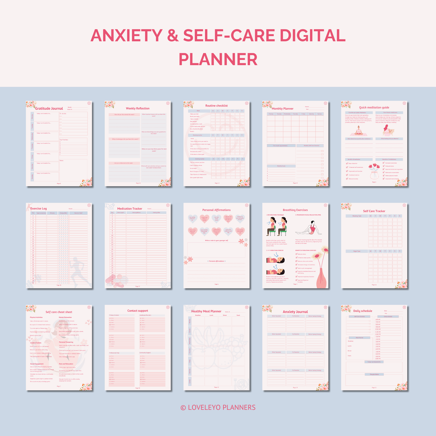 Anxiety & Self-care digital planner