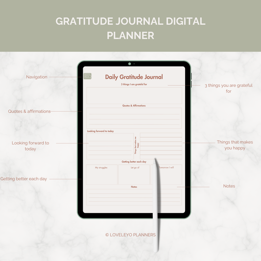Gratitude Journal digital Planner