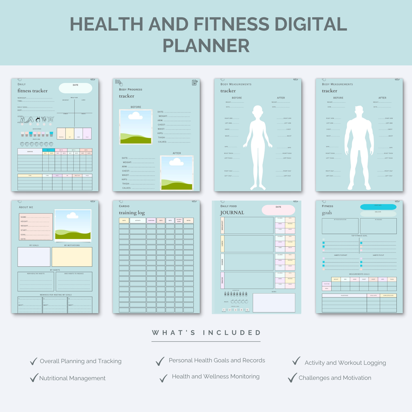 Health and fitness digital Planner