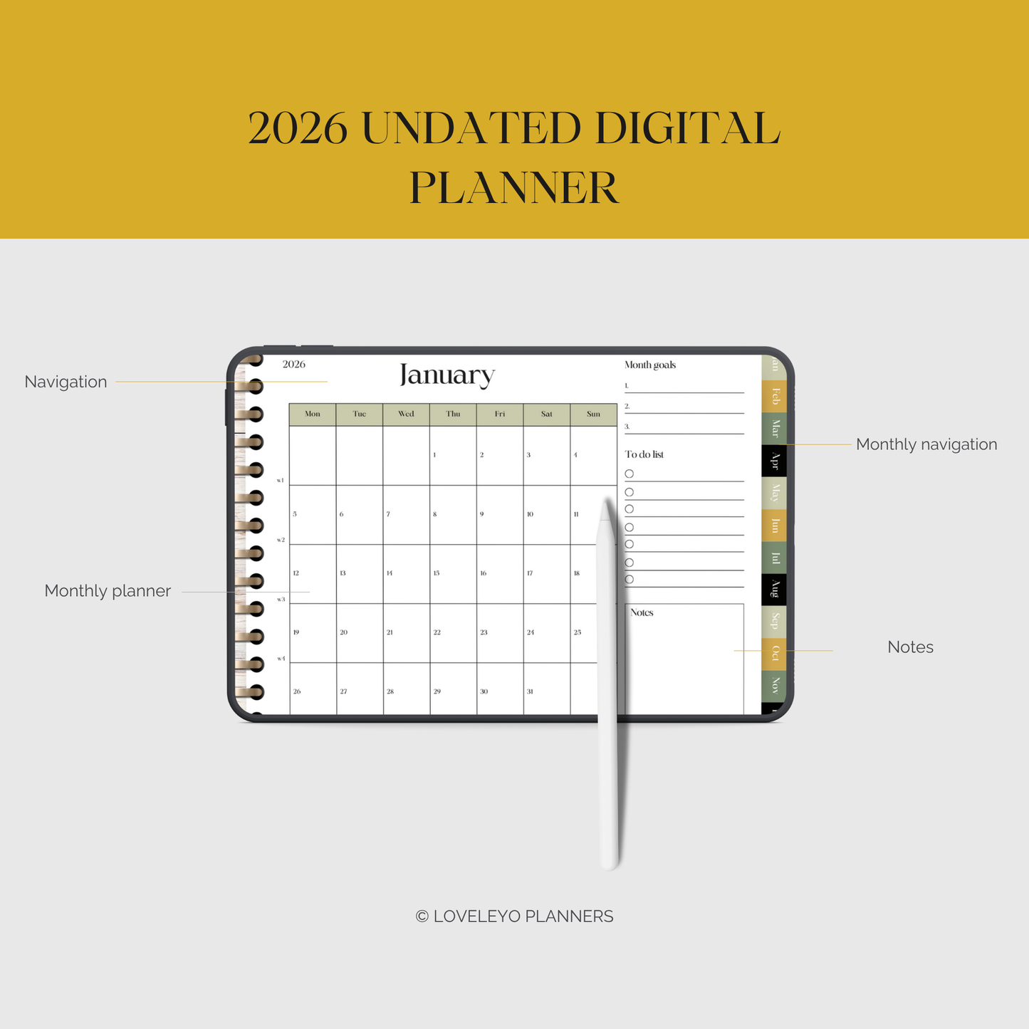 2026 Floral Digital Planner