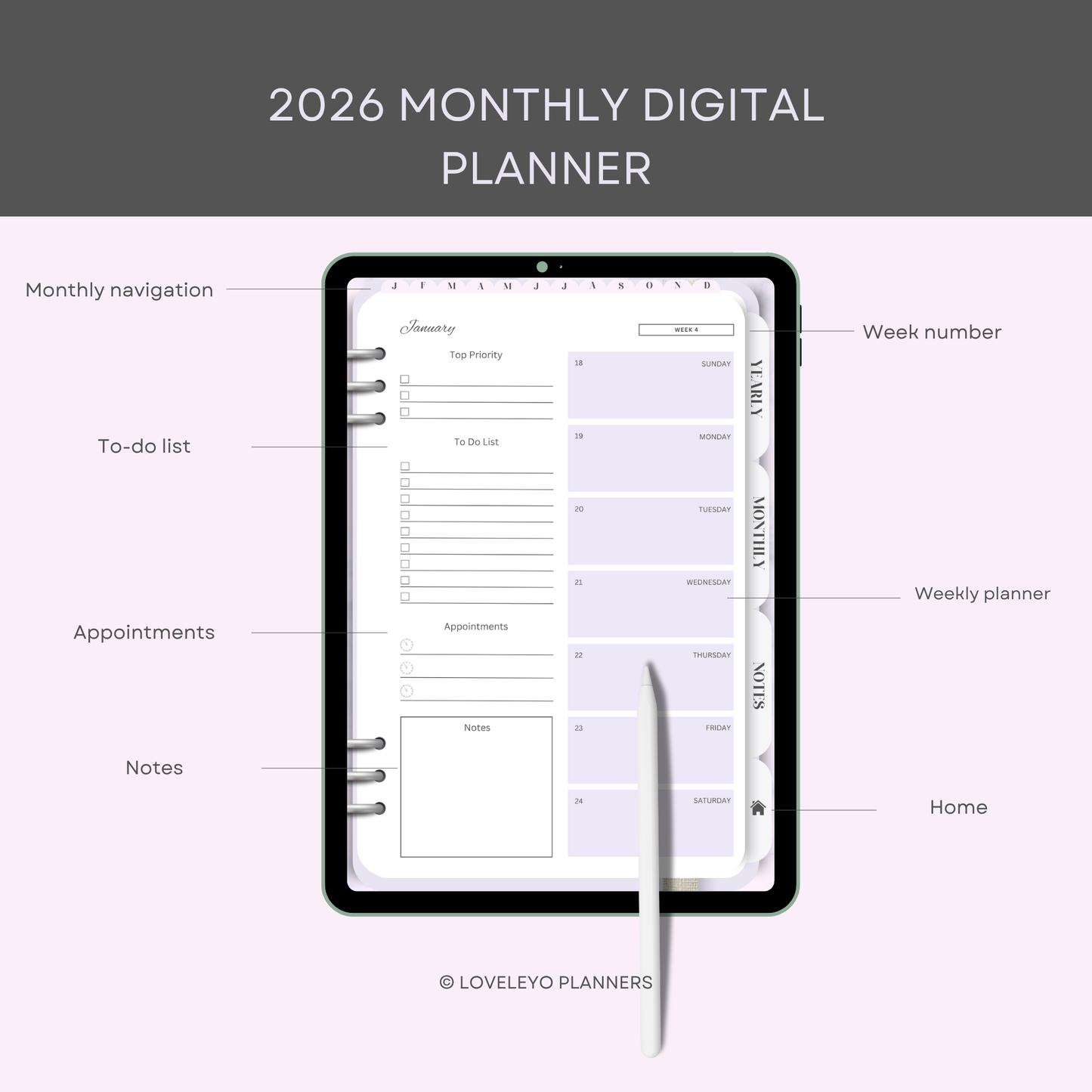 2026 monthly digital planner