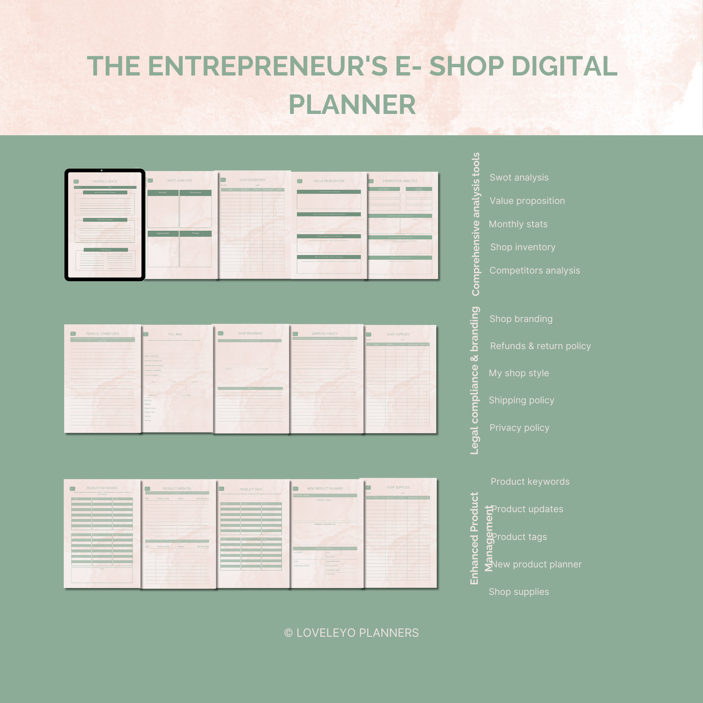 The entrepreneur's e- shop digital planner