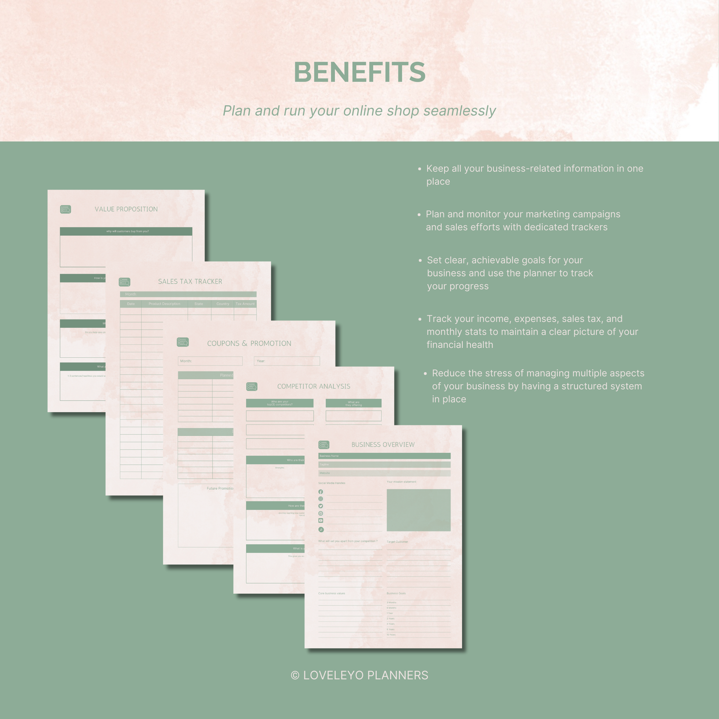 The entrepreneur's e- shop digital planner