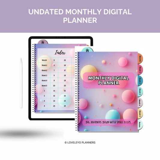 Undated monthly digital planner
